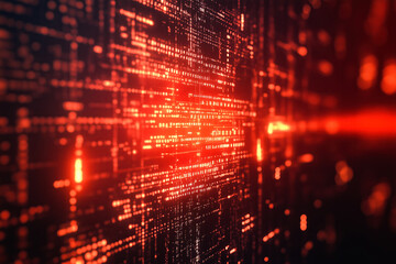 Red digital data representing a cyber attack alert