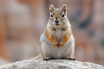 Adorable Squirrel on Rocky Surface with Blurred Background - Wildlife Photography for Nature Prints and Posters