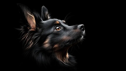 Fototapeta premium Close-up of a dog's profile on black background