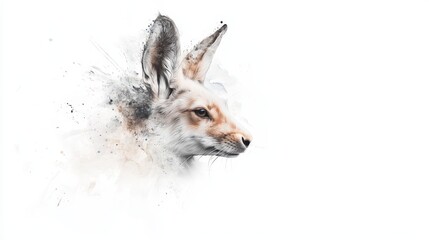 a fox's head with a paint splatter on its face