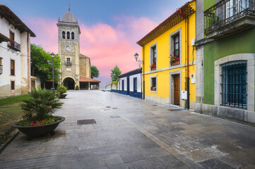 View of Romanesque church of Santa Maria,Luanco, Asturias, Spain