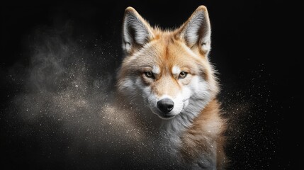 Fototapeta premium Dust Exiting Eyes against Black Backdrop..Or, if preferred:..Focused: Fox's Eyes with