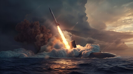 Obraz premium Explosion nuclear bomb. Nuclear war, destruction of the planet. Power station, The concept of nuclear war, Generative Ai