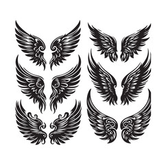 wings icon set Collection Vector illustration