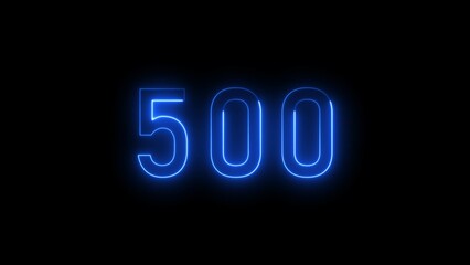 Abstract neon countdown 500 number illustration background.