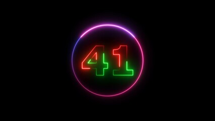 Obraz premium Abstract neon countdown number 41 background 4k illustration.