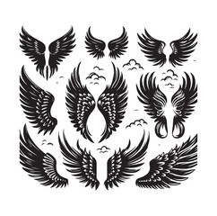 Obraz premium wings icon set Collection Vector illustration