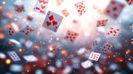 Playing Cards Marching in Line Banner background of Mad Hatter Day theme banner design for microstock, no text, and wide copy space, Playing Cards Marching in Line,