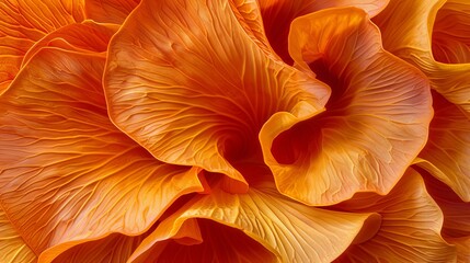Delicate abstract floral design featuring bright orange petals and intricate textures