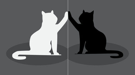 cat in the mirror with black cat cartoon.