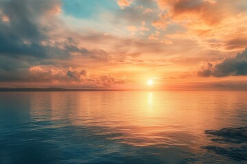 Serene Coastal Sunset Over Tranquil Waters