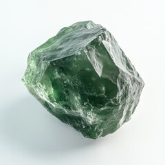 Tsavorite: Green Grossular Garnet on White Background