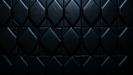 シックな黒い革のような背景が四角やひし形のタイルのようにカットが入っているテクスチャー素材
A textured material with chic black leather-like background cuts like square and diamond tiles.
