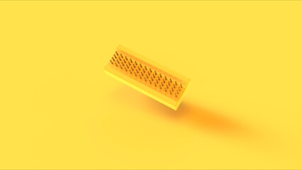 Yellow nail brush wooden brush nail scrubber bristle personal care cosmetic product vivid monochrome background 3d illustration render