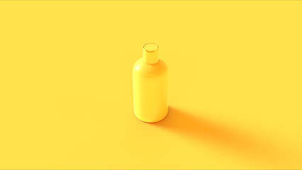 Yellow beauty and skincare shower bath gel bottle lotion cosmetic product personal care vivid monochrome background 3d illustration render