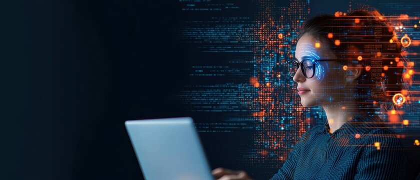 Remote worker utilizing AI tools to enhance productivity in a digital workspace, representing tech integration in modern careers.