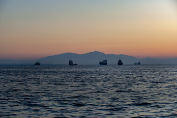 Wide view on sea landscape with islands