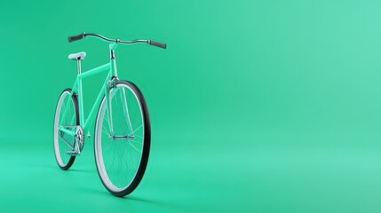 a bicycle is standing on a green background