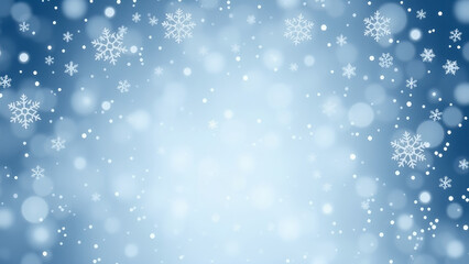 Fototapeta premium Winter Wonderland Background with Snowflakes and Light Bokeh