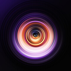 Colorful radial motion effect. Abstract rounded background. Color curves and sphere.