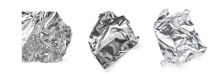 Crumpled Aluminum Foil on a Transparent Background