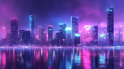 Cyber Monday Futuristic Retail Experience with Seamless Omnichannel Product Efficient Robotic Fulfillment in a Vibrant Synthwave Retrofuturistic Gleaming Skyline