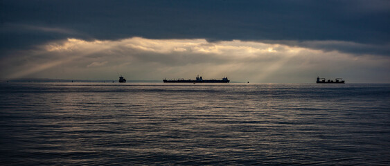 Wide view on sea landscape with islands