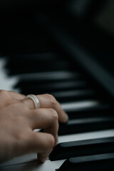 Close-Up Shots of Playing Piano Keys