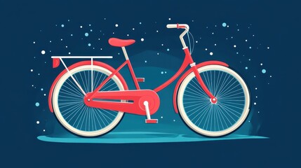 Fototapeta premium a red bicycle is shown on a blue background