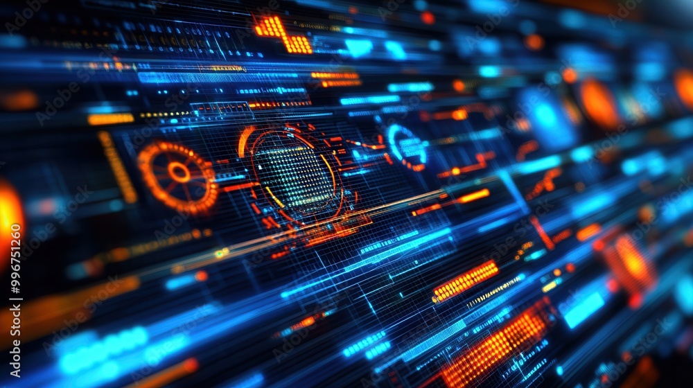 Poster dynamic abstract background with glowing lines and futuristic elements, perfect for technology and i