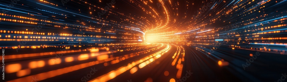 Poster dynamic light trails creating a futuristic and energetic visual impact, representing speed and techn