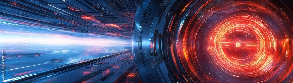 Poster futuristic abstract background with dynamic light streaks, representing speed and technology in a sc