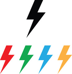 Colorful lightning icon set in different colors . Lightning bolt icon . Electricity icon .Vector illustration