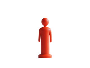 Red figure standing on an orange background PNG transparent.