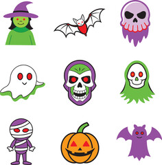 Frightening Halloween Horror Character Design illustration isolated on white.