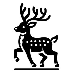 Black and white Reindeer vector icon illustration.