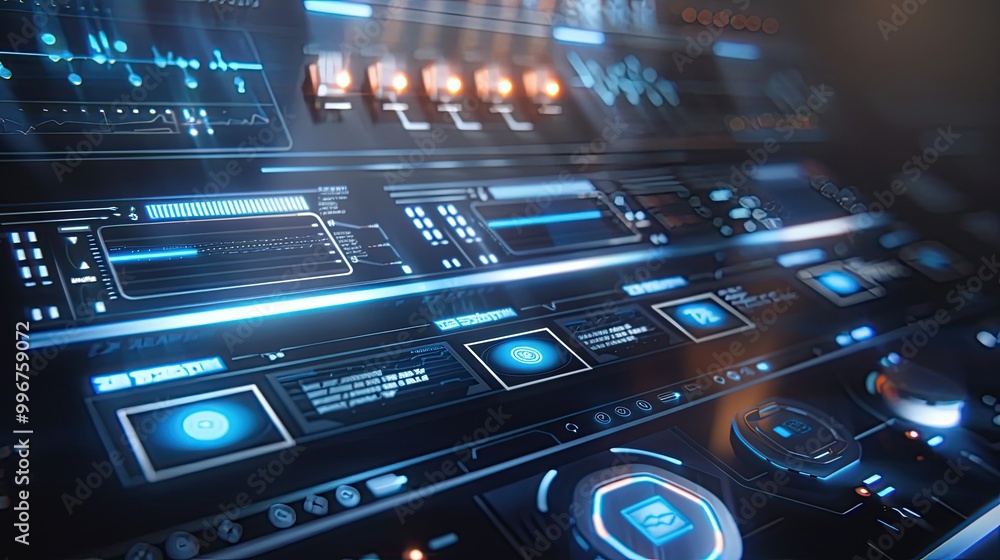 Poster a futuristic home automation system with a sleek control panel