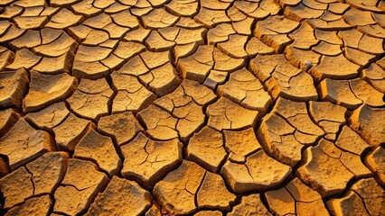 Highly textured, repeating pattern of dry, cracked earth with subtle ridges and fissures, ideal for backgrounds or textures in design projects.