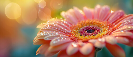 Closeup of vibrant pink and orange flower, shallow depth of field