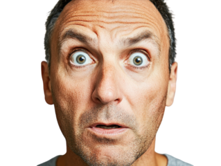 Man choking and making a funny face on white background PNG transparent.