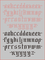 A collection of hand designed lowercase old english letters. This set has diamond accents across the letter set. 