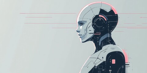 A futuristic robot profile showcasing advanced technology and design, symbolizing innovation and artificial intelligence.