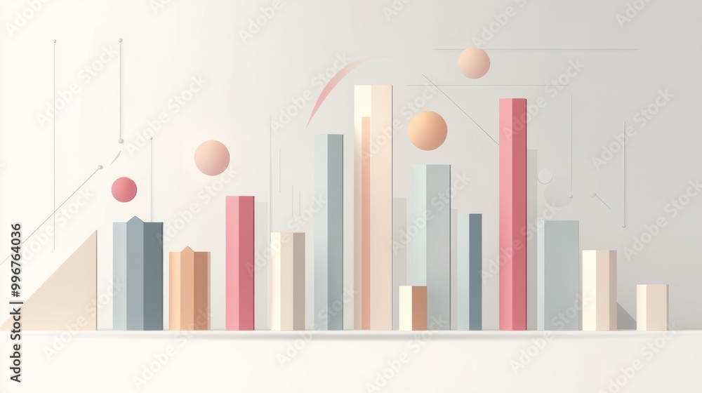 Aufkleber abstract graphic representation of data using bars and circles in pastel colors.