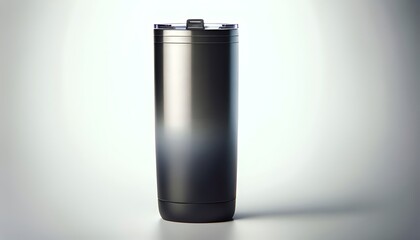 modern stainless steel thermos isolated on a clean white background