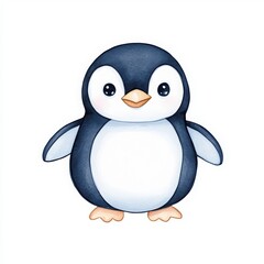 Fototapeta premium Cute penguin character, white isolate background.