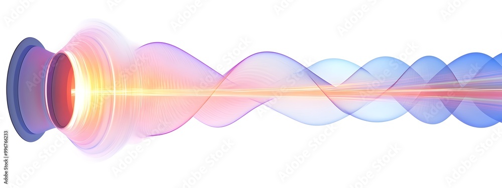 Poster detailed showcasing the light wave phenomenon within an optical gyroscope featuring a vibrant and dy