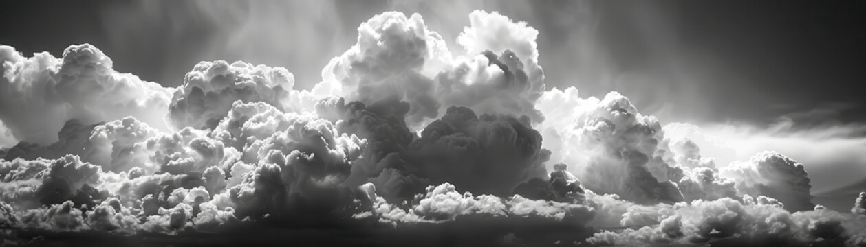 A black and white photo of a cloudy sky with a few clouds that are white