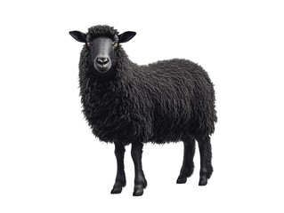 Black sheep standing on white background PNG transparent.