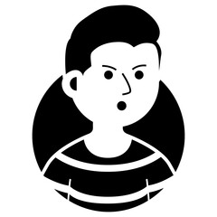 Angry Male Avatar Illustration. Simple Vector People Silhouette.