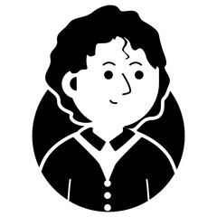 Afro Male Avatar Illustration. Simple Vector People Silhouette.